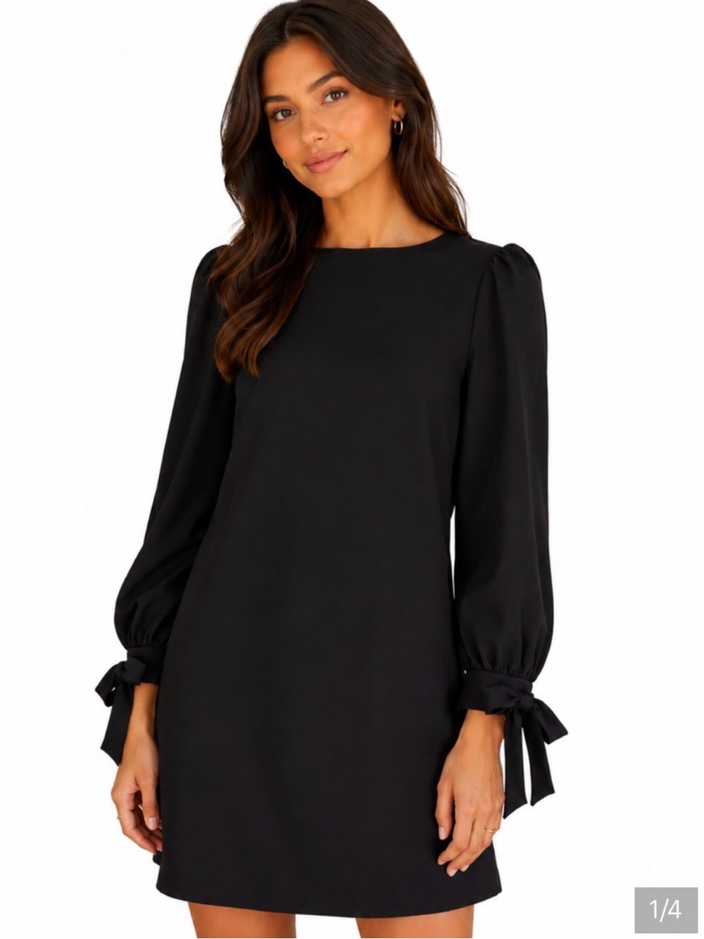 Banana Republic Black Long-Sleeve Mini Dress with Tie Cuffs